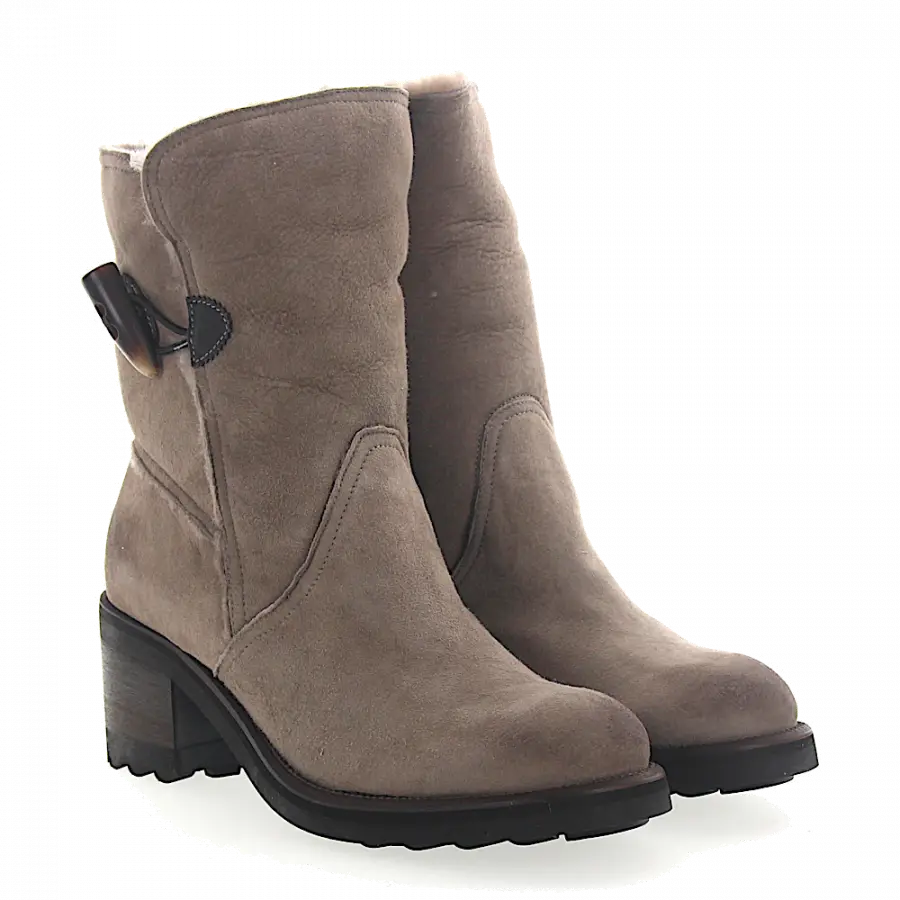 ROSS B. - Stiefel Kalbsleder Lammfell Finished grau - grau