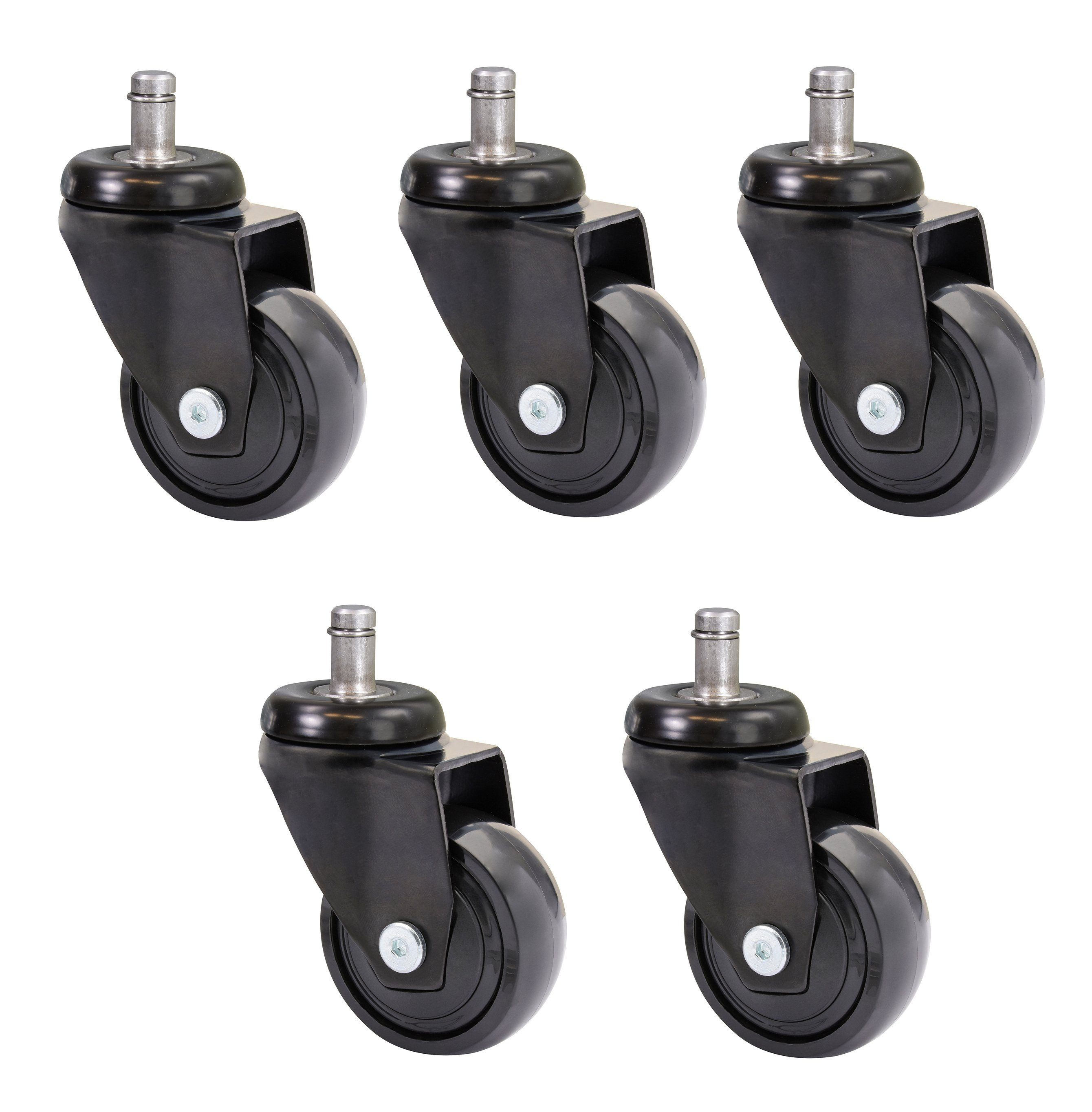 WAGNER design yourself Stuhlrolle ultrawendige 360° - 3C - Design-Lenkrollen / Möbelrollen 5tlg. Set - schwarz, soft, Kugellager, Steckstift 11 x 22 mm, Durchmesser Ø 50 mm, Tragkraft 50 kg / Rolle