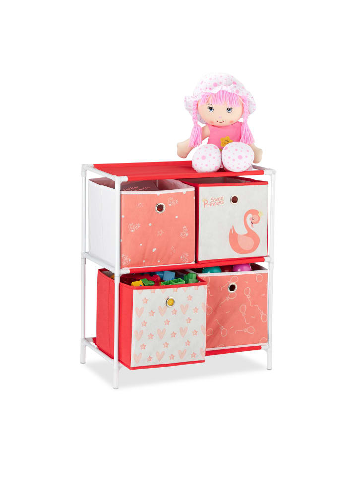 relaxdays Kinderregal Schwan in Weiß/Rot - (B)53 x (H)62 x (T)30 cm günstig kaufen onesize