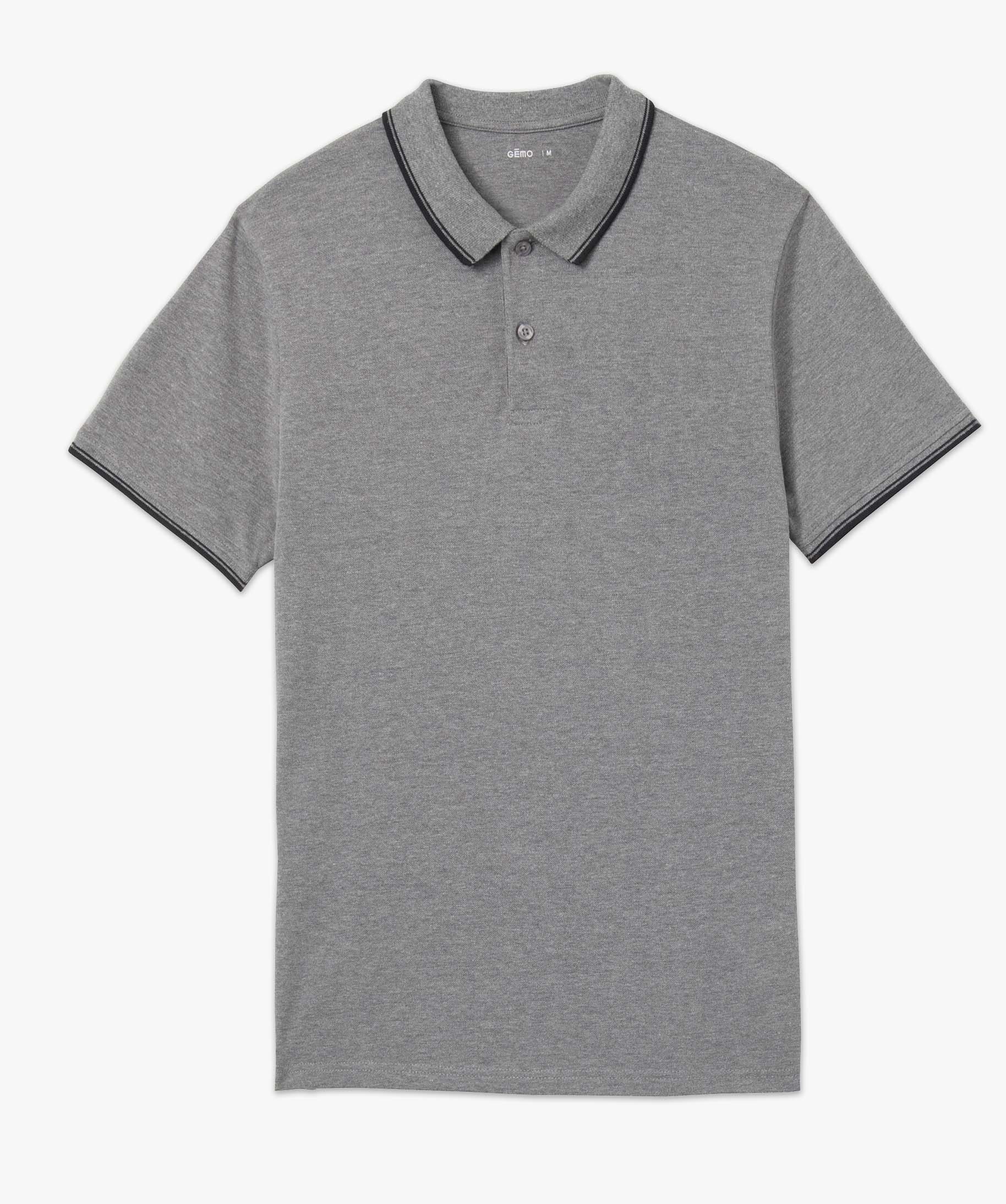 Polo homme à manches courtes et finitions contrastantes gris | GEMO