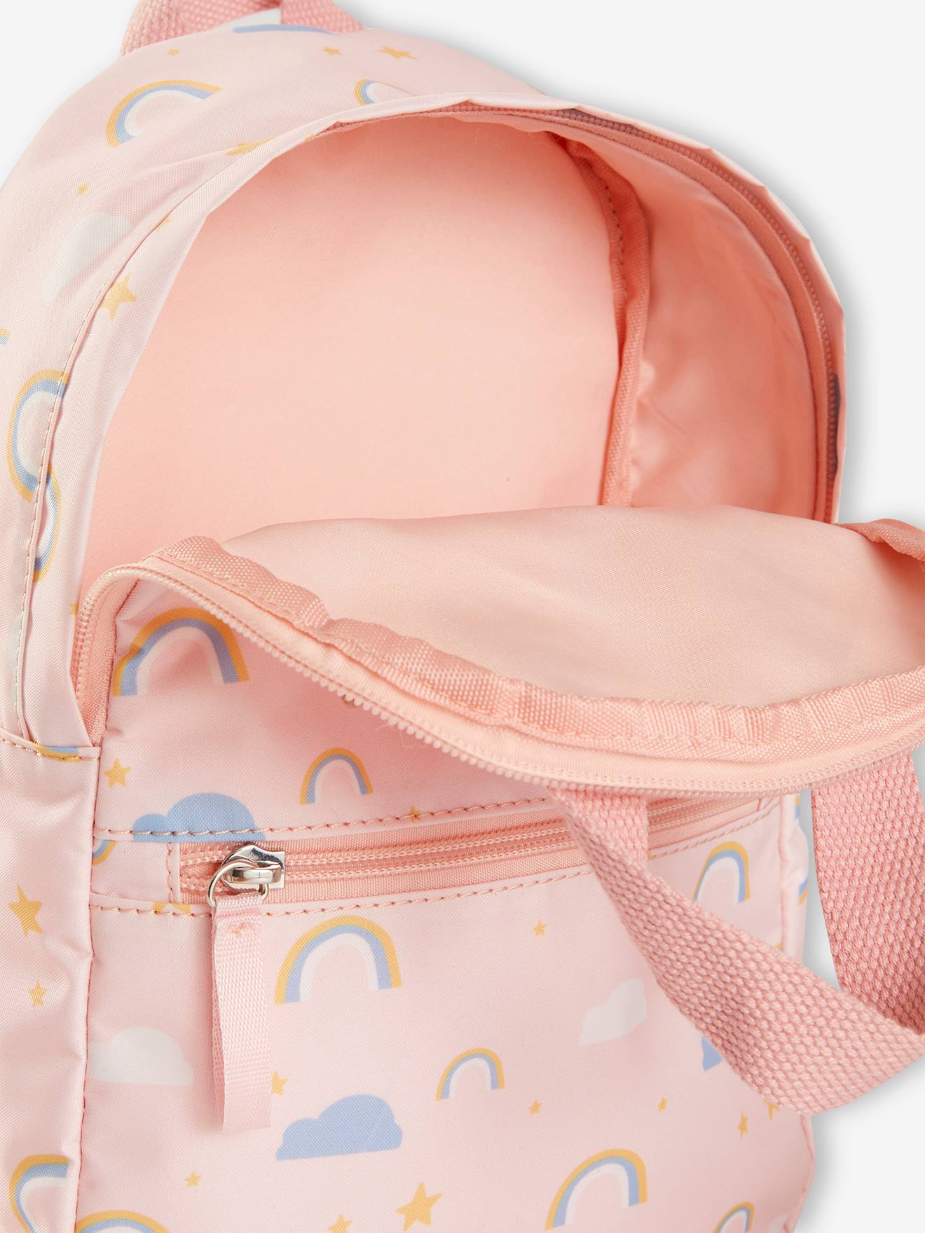 Vertbaudet Mädchen Rucksack, Regenbogen - rosa bedruckt