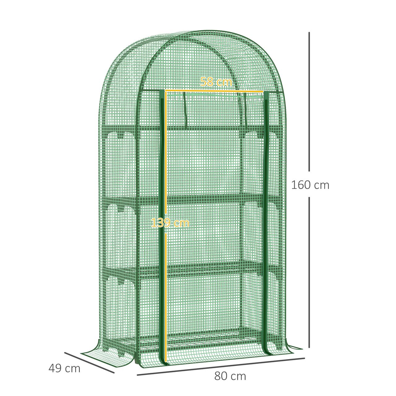Outsunny Foliengewächshaus Balkon mit 4 Ablagen Mini Gewächshaus 80x49x160 cm