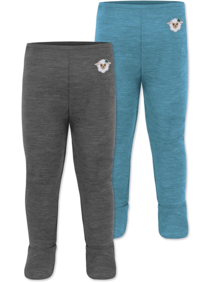 Normani Outdoor Sports 2er Pack Baby Merino Unterhose mit Füßen in Blau/Anthrazit günstig kaufen