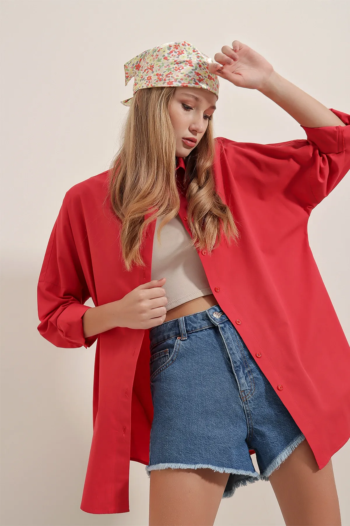 Bigdart  3900 Oversize-Lang-Basic-Hemd – Rot