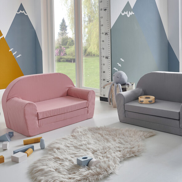 Kindersofa ausklappbar, rosa