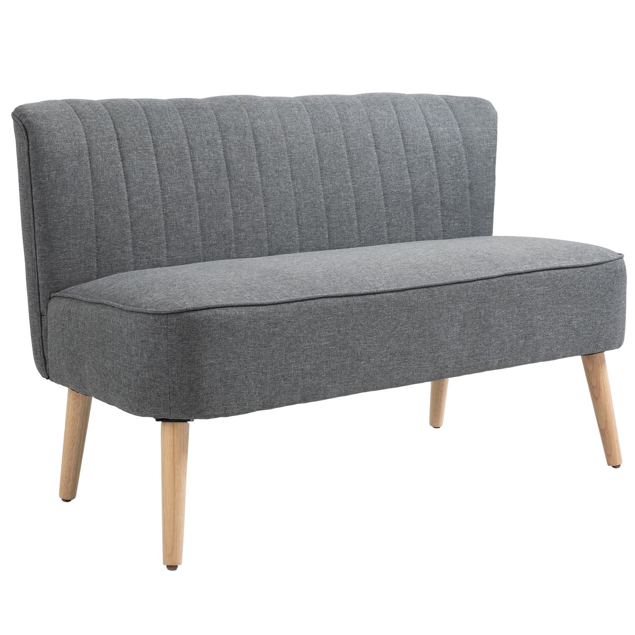 HOMCOM 2-Sitzer Stoffsofa Polstersofa Sitzmöbel Loungesofa Holz Schaumstoff Hellgrau 117 x 56,5 x 77 cm