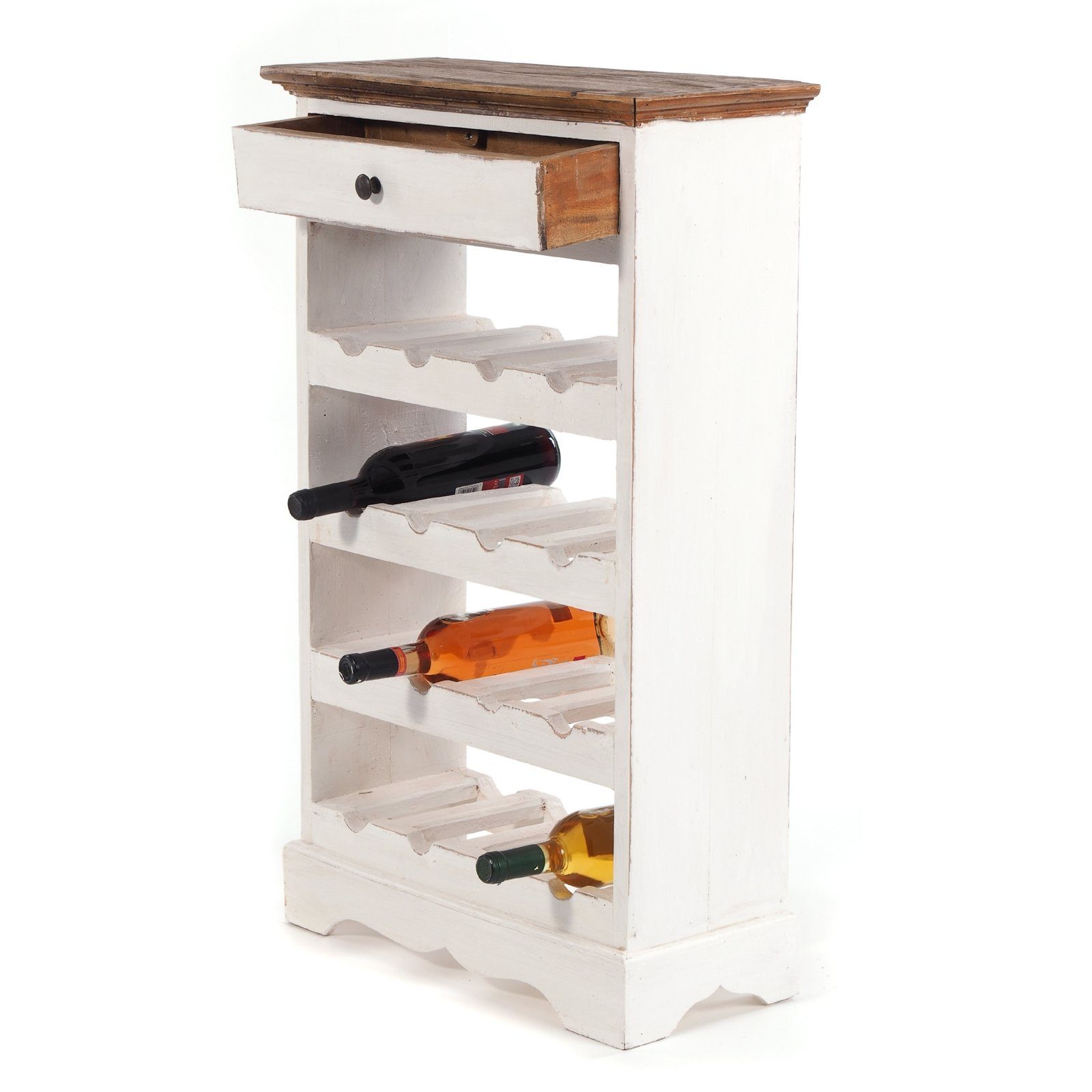 DESIGN DELIGHTS Weinregal WEINREGAL CORTEZ, 85x55cm(HxB) Flaschenregal aus Holz mit Schublade