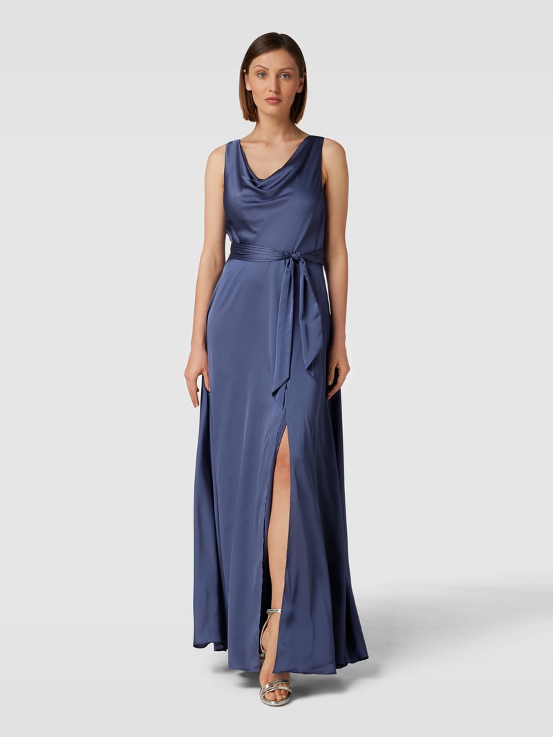 Abendkleid mit Knoten-Detail in rauchblau