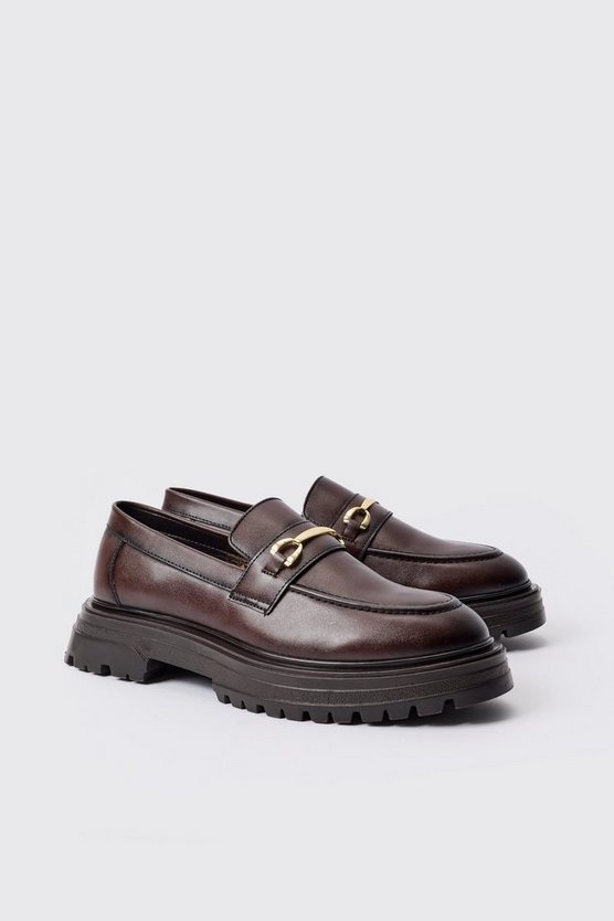Klobige PU-Loafer mit Metall-Detail