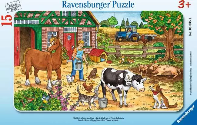 Kinderpuzzle ab 3 Jahren - Glückliches Bauernhofleben - 15 Teile