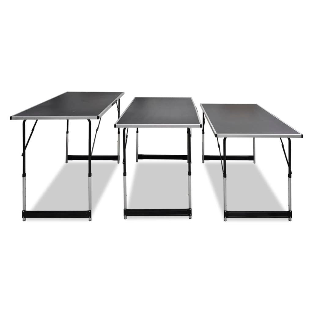vidaXL Klapptisch Tapeziertische 3 Stk. Klappbar Höhenverstellbar (3-St)