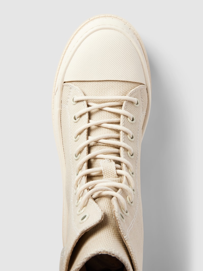 Schnürboots mit Label-Patch Modell 'CANVAS' in beige