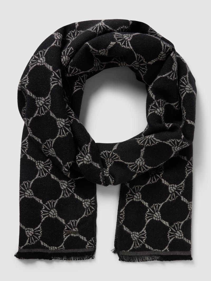 Schal aus Viskose mit Allover-Muster Modell 'Felix' in schwarz