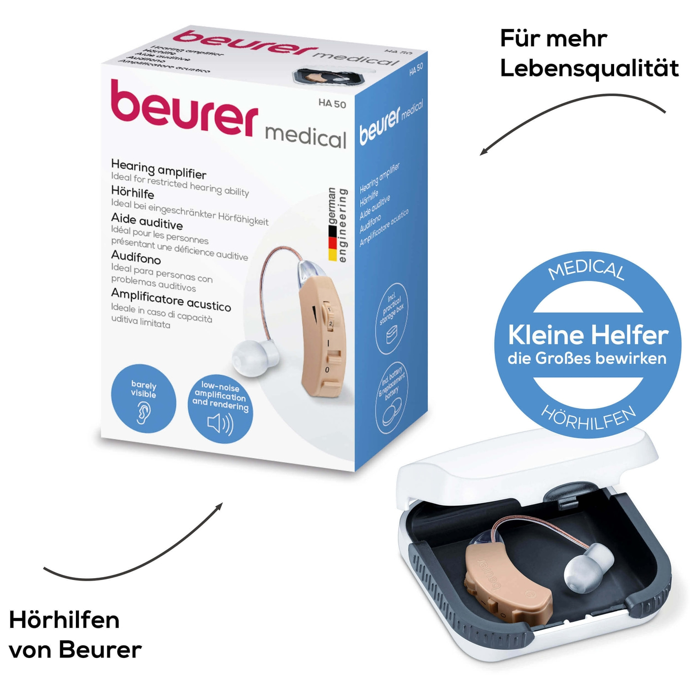 Beurer Hörhilfe HA 50-Besonders unauffällige Hörhilfe mit erweitertem Frequenzbereich