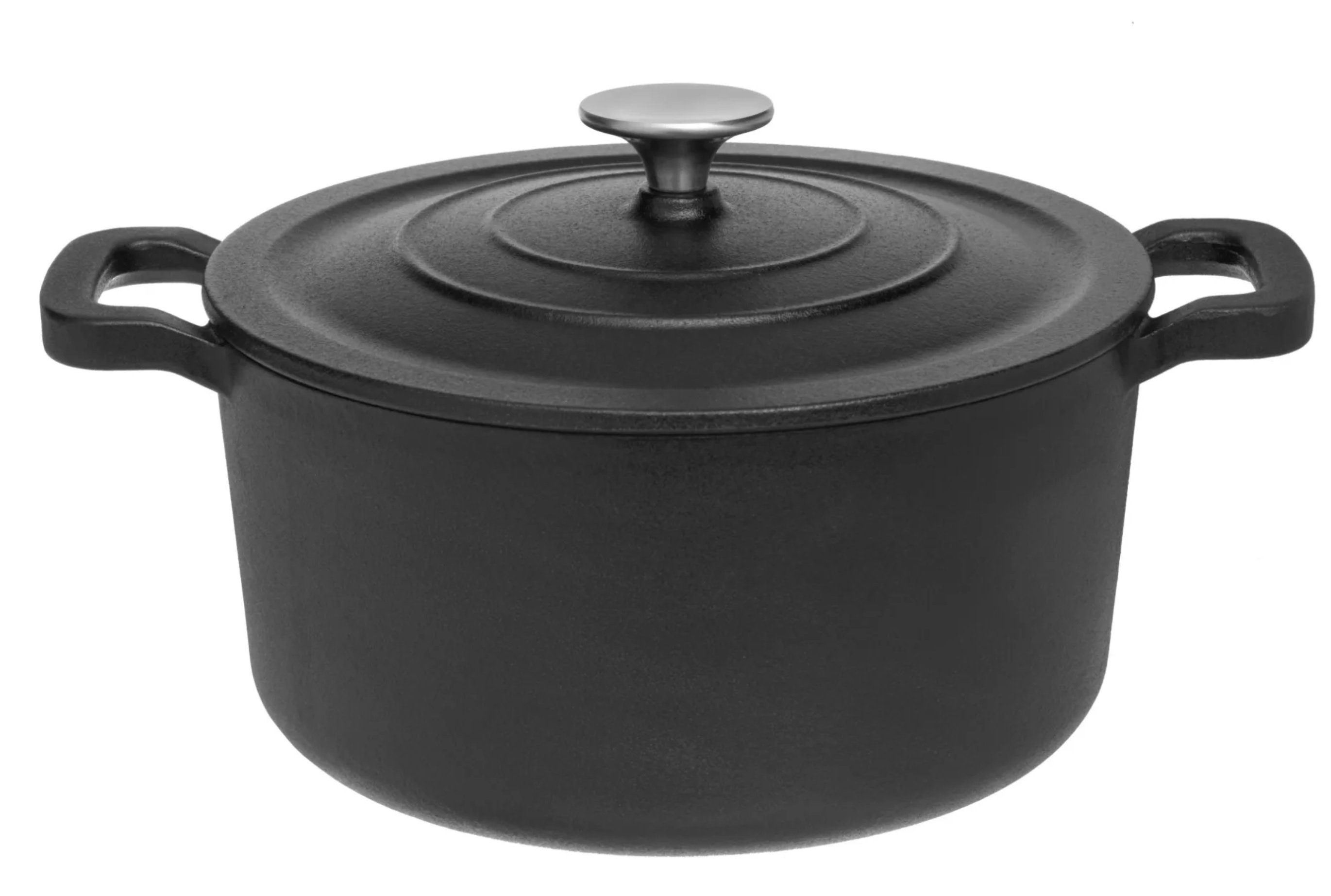 JUNG Bräter MAKU Gusseisen Topf 5,2L rund 25cm Bräter m Deckel Ofenfest Induktion, Gusseisen (Topf für Induktionsherd geeignet, massives Eisen, Bratentopf, Kasserolle, Gusseiserner Topf, Cocotte), Backofengeeignet, Schmortopf, Gusseisentopf, zum brot