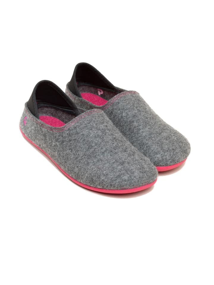 Gottstein Hausschuh Wool Slip-On in grey/raspberry günstig kaufen
