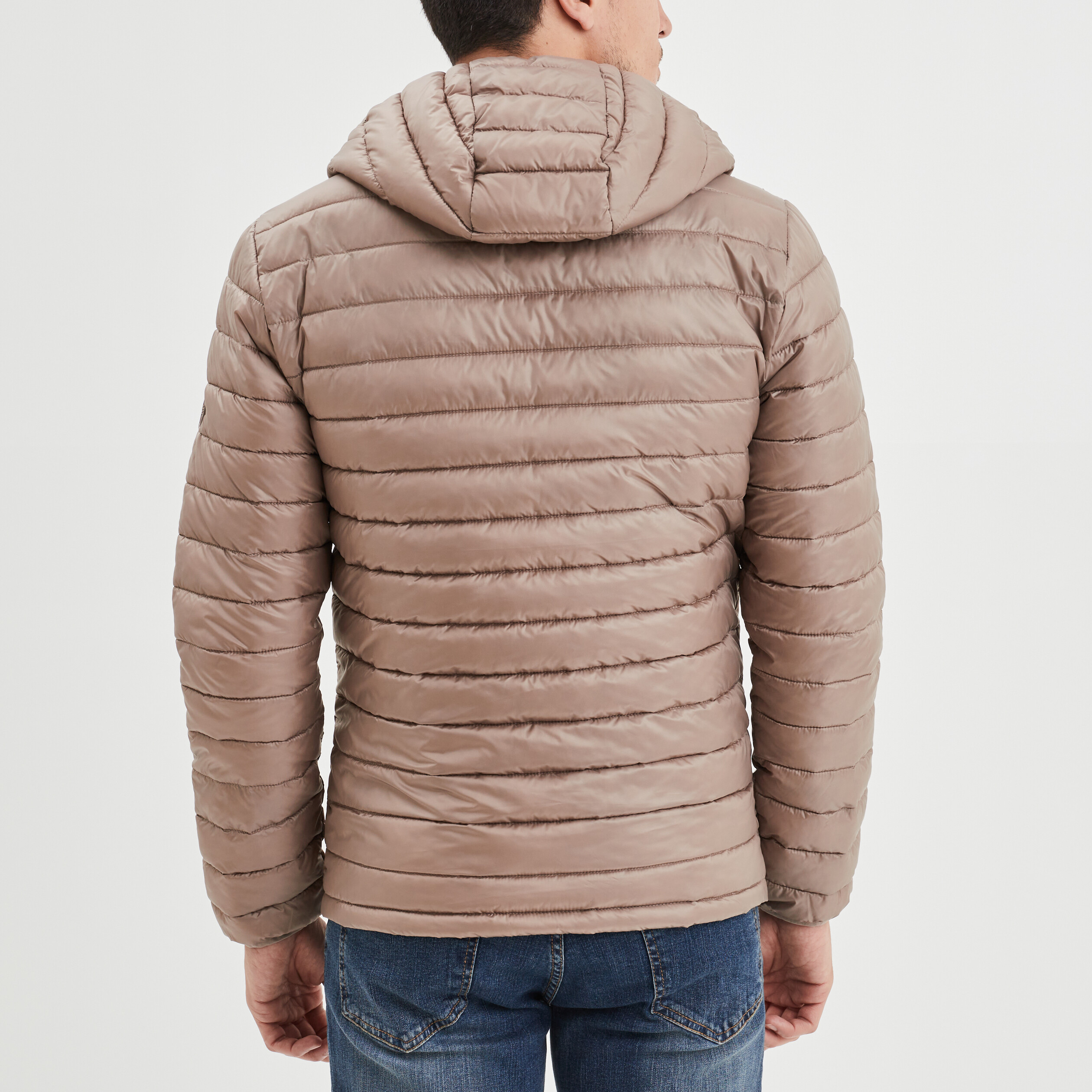Doudoune légère droite à capuche taupe homme | La Halle