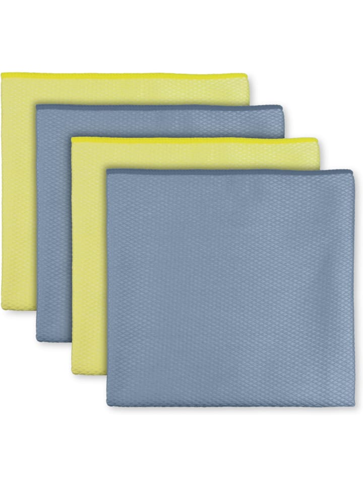 normani 12 Stück Mikrofaser Glastuch - für Fenster, Spiegel und Glasflächen in Blau/Gelb günstig kaufen 40 x 60 cm