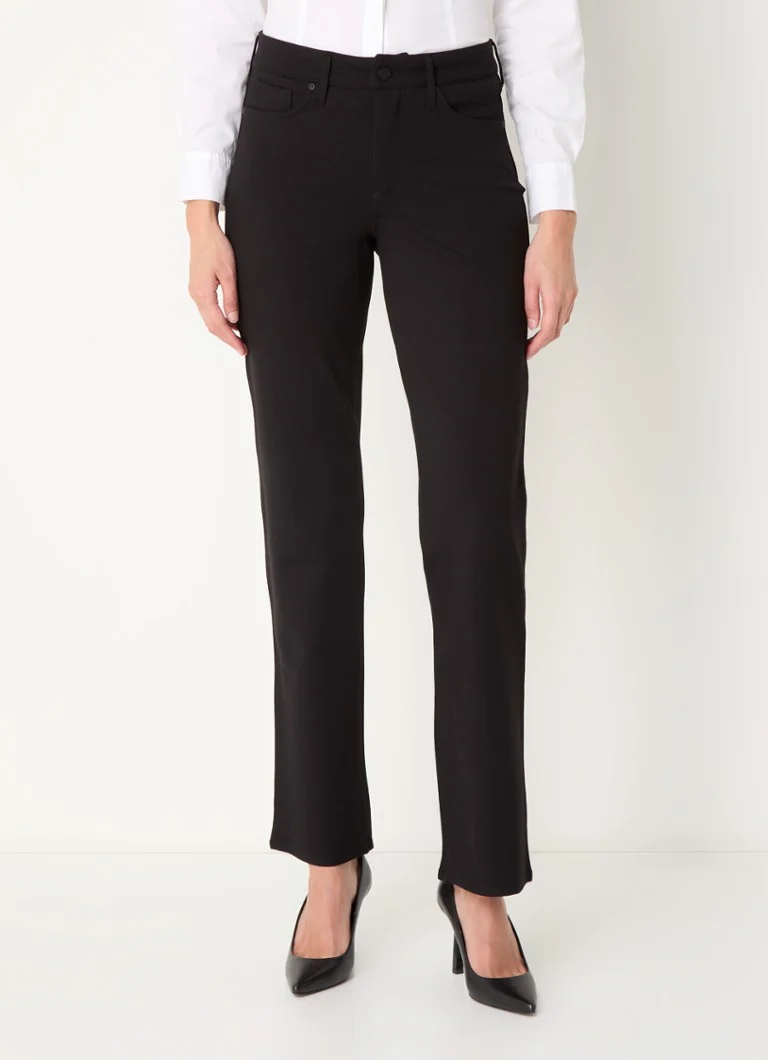 Pantaloni NYDJ Marilyn cu talie înaltă, drepți și buzunare laterale.