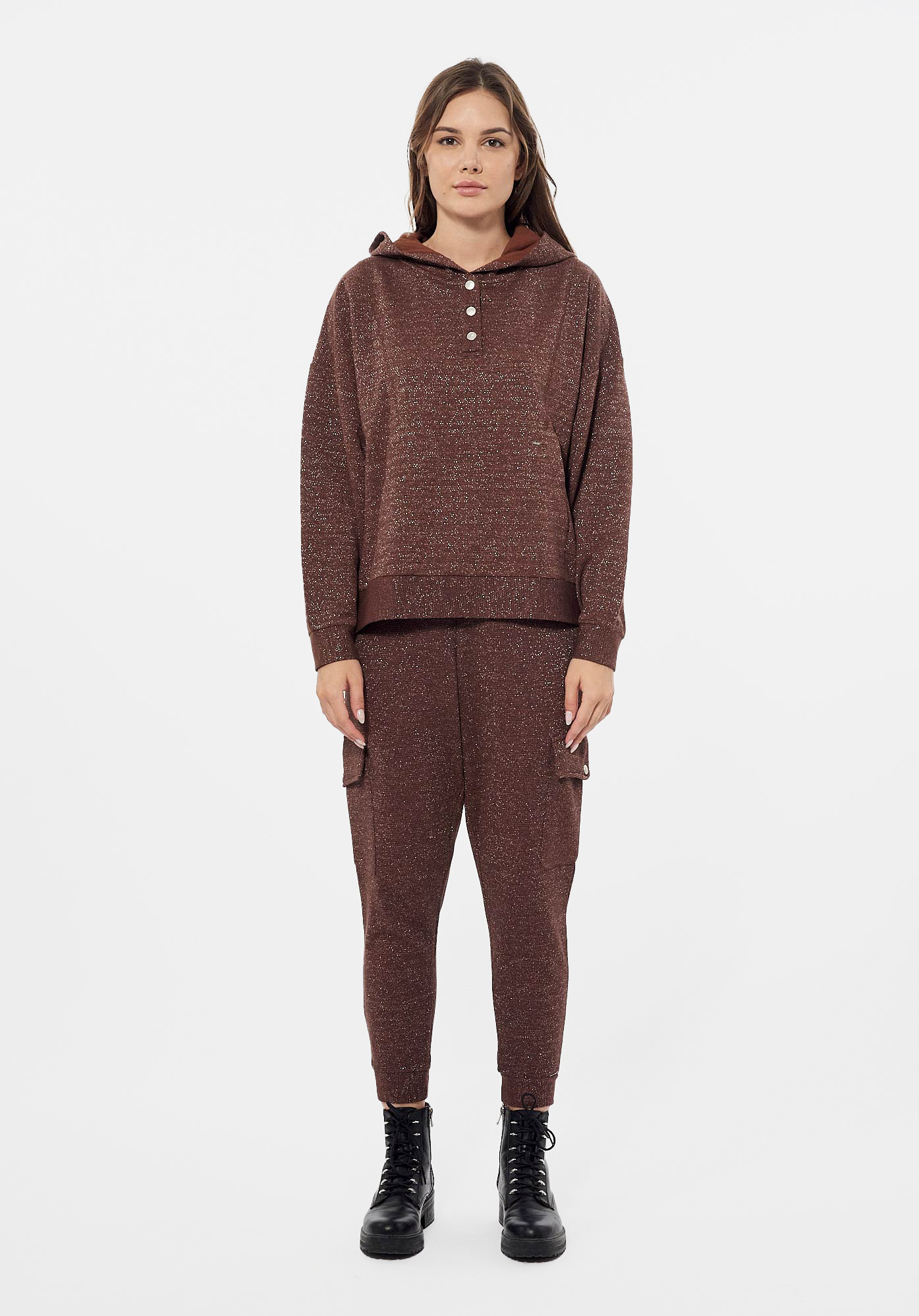 FLEX   Sweat pailleté marron Femme