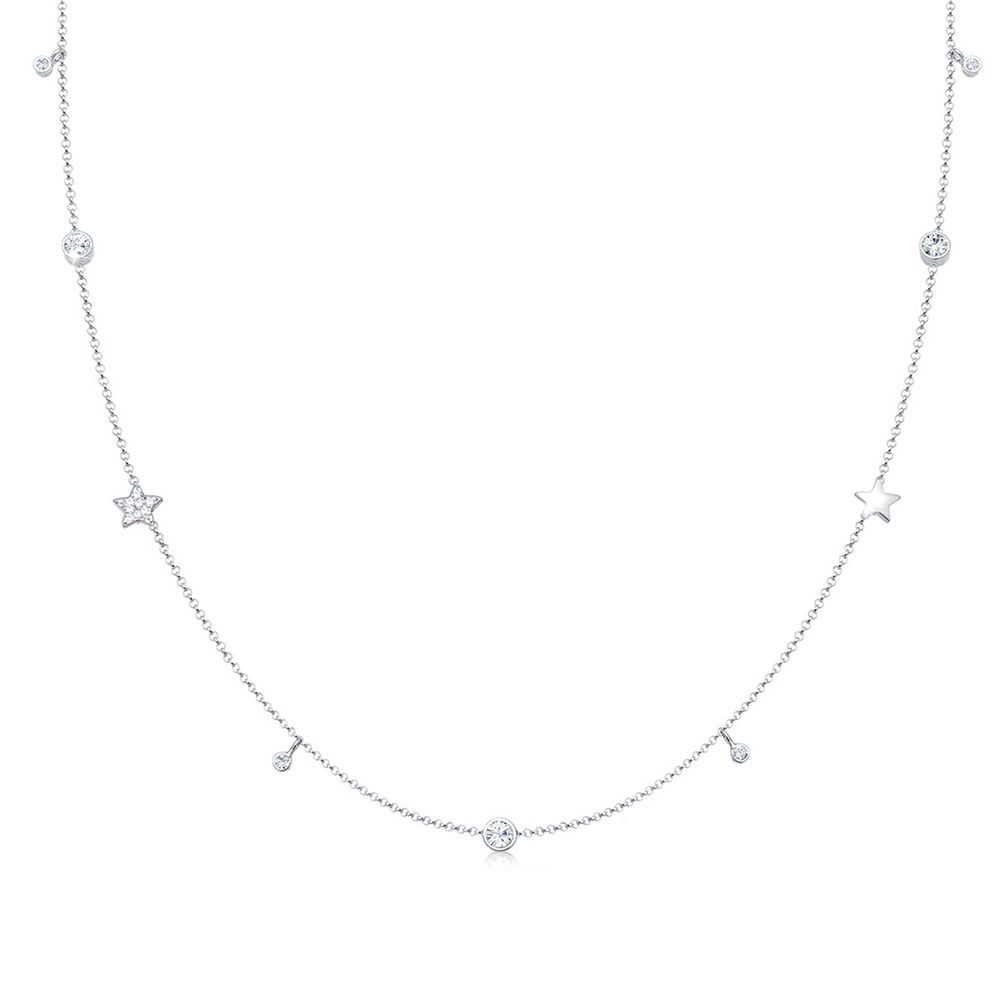 Elli Elli Collier Femmes Solitaire Étoiles avec Cristaux en Argent Sterling 925 collier