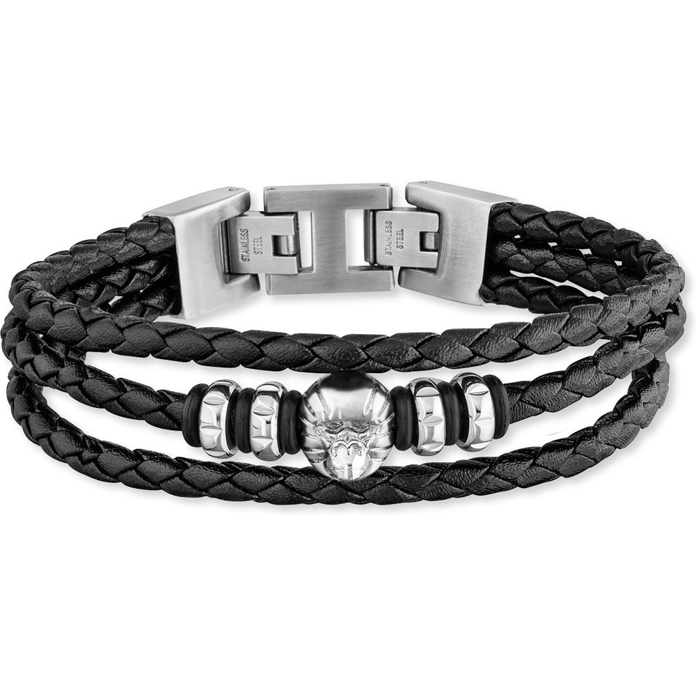SAVE BRAVE Bracelet Acier inoxydable, Cuir Bracelet