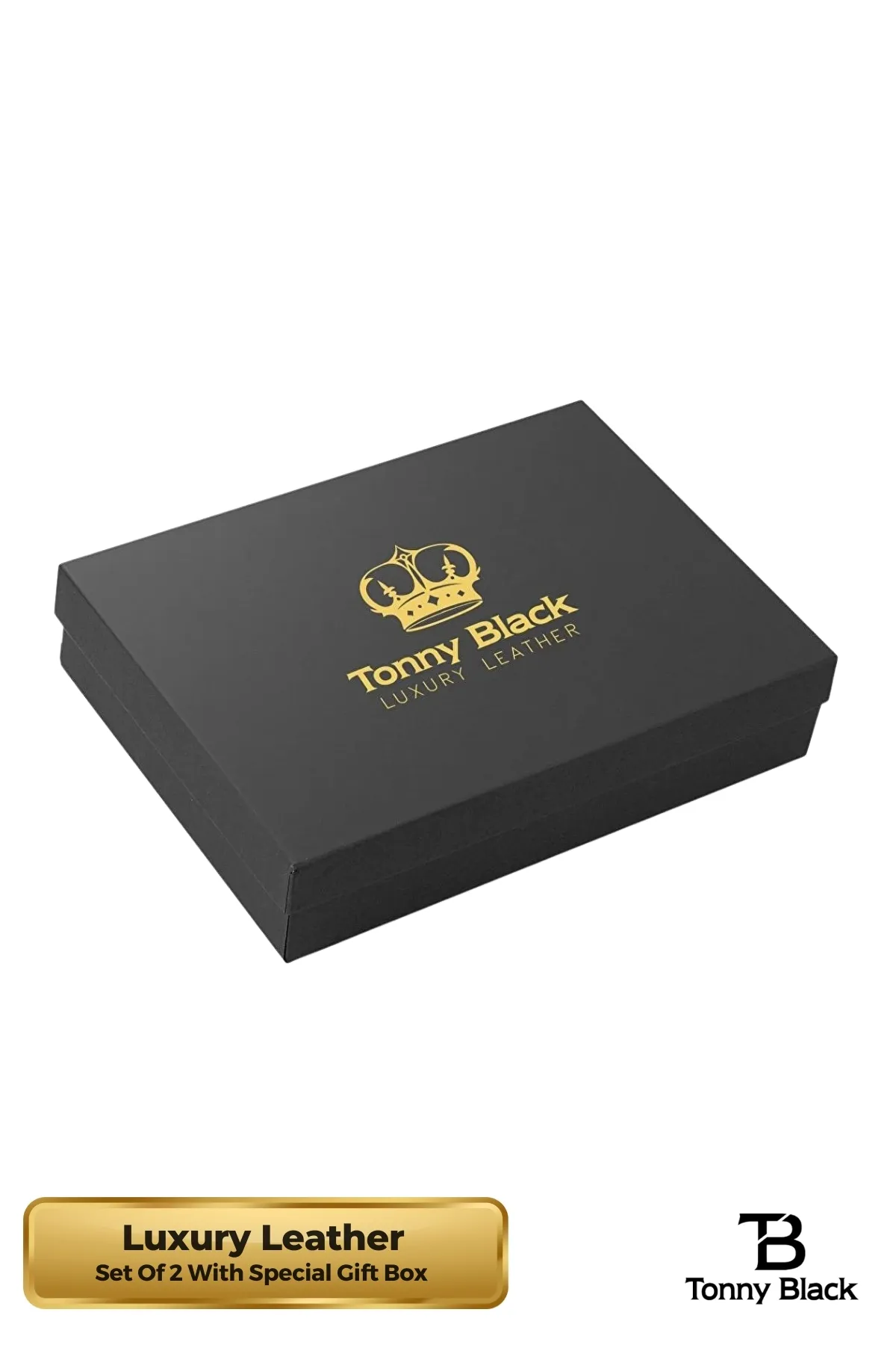 Tonny Black  Original Herren-Geschenkset mit 2 Stück, Luxus-Serie, stilvolles Portemonnaie mit Automatikmechanismus, Gürtel-Set