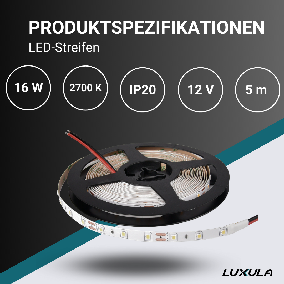 LUXULA LED-Streifen, warmweißes Licht, 12 V