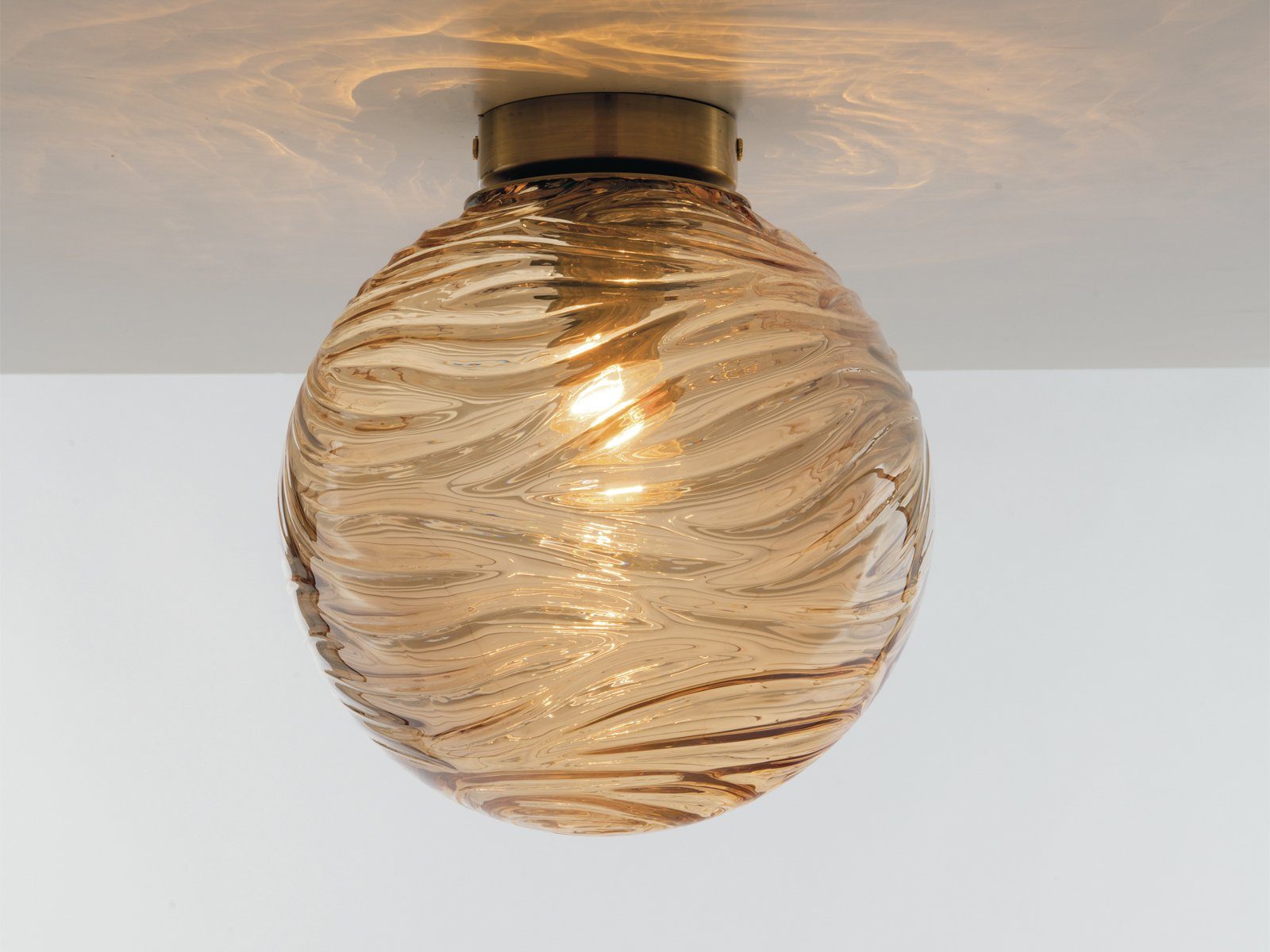 meineWunschleuchte LED Deckenleuchte, Dimmfunktion, LED wechselbar, Warmweiß, Designer Rauchglas Glas-kugel Ø 25cm für Treppenhaus & Ankleidezimmer