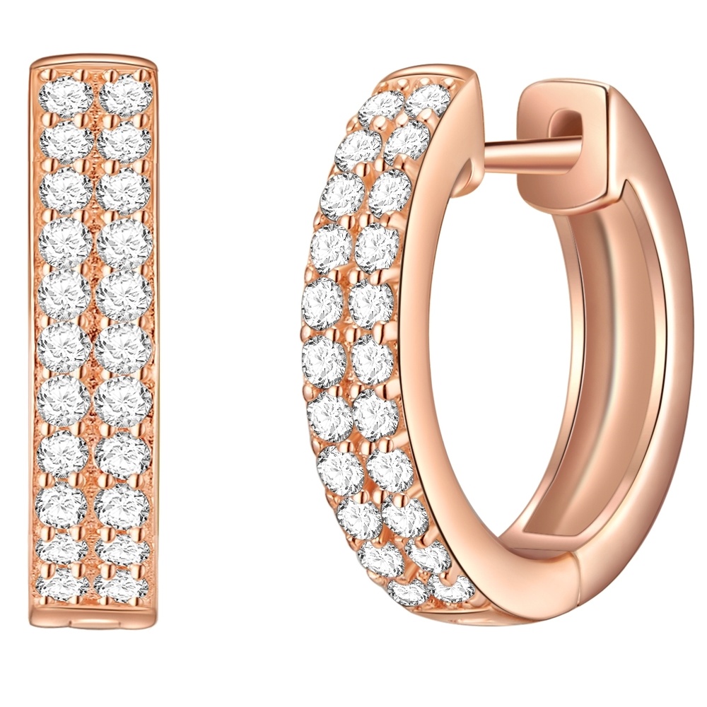 Rafaela Donata Créoles en argent Argent sterling Oxyde de zirconium (CZ) en Or rose Boucles d'oreilles