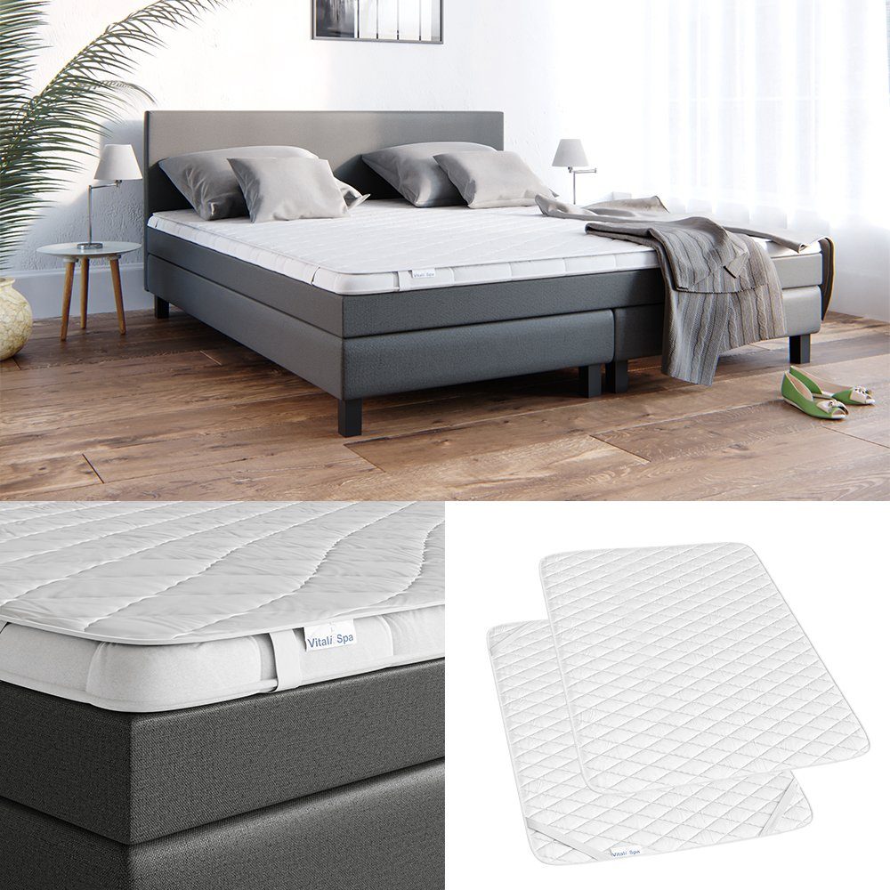 Matratzenschutzbezug Topper Matratzenschoner Auflage 140x200 weiß Mikrofaser VitaliSpa®