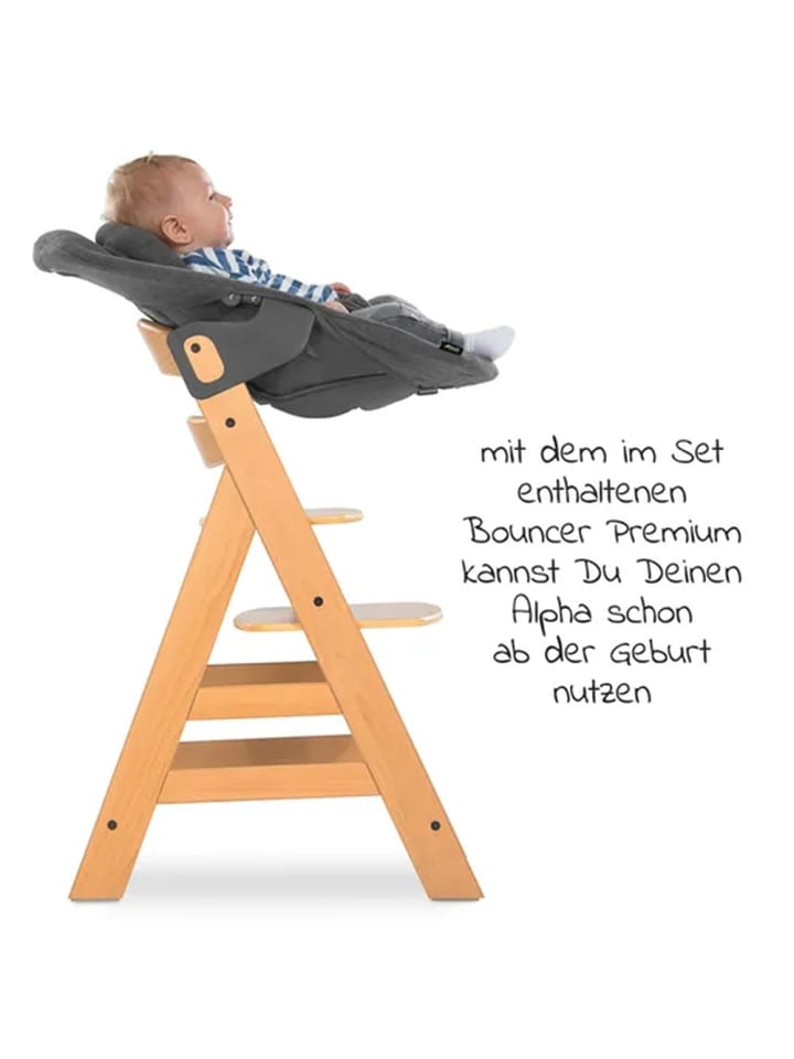 Hauck Alpha Plus Natur XXL Newborn Set - Hochstuhl   2in1 in beige,grau günstig kaufen onesize