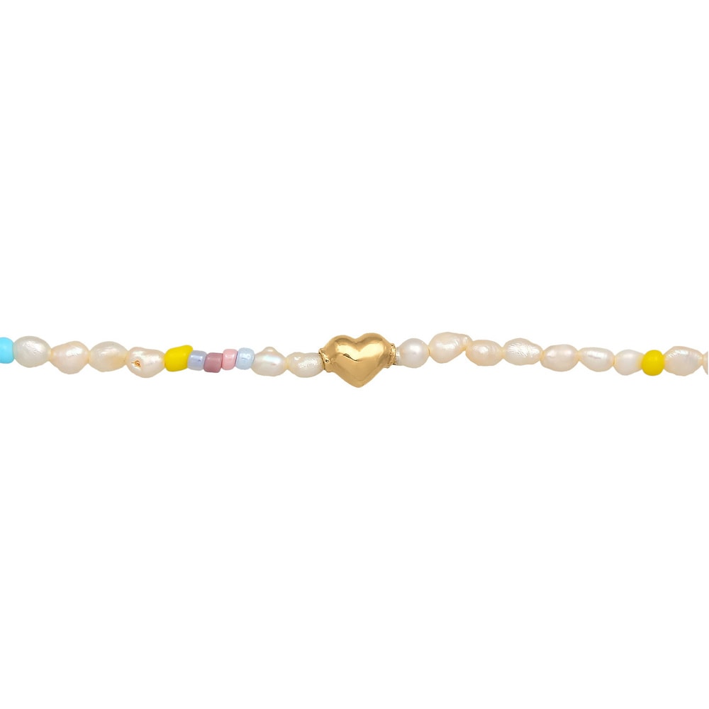 Elli Elli Collier Femme coeur smile emoji tendance avec perles d'eau douce en argent s collier