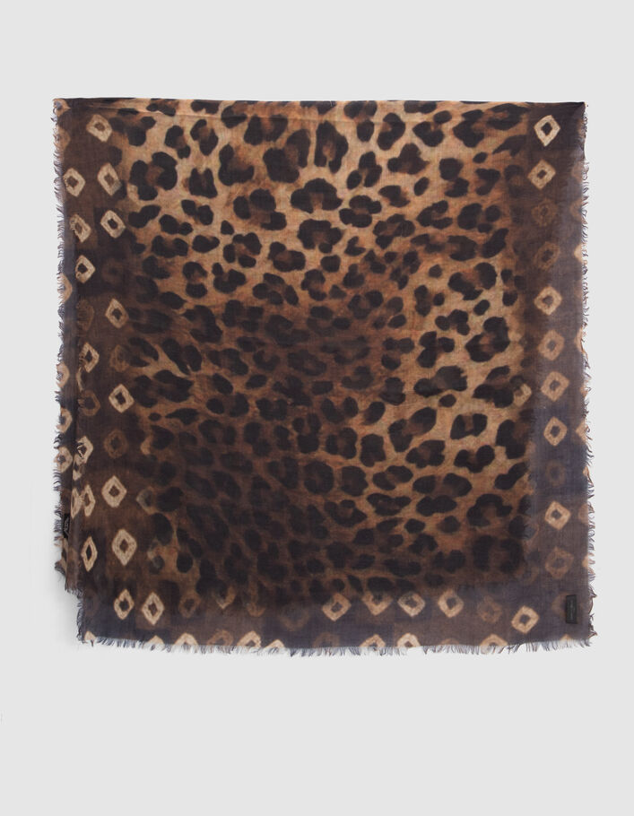 Pure Edition-Chèche noir à motif léopard Femme