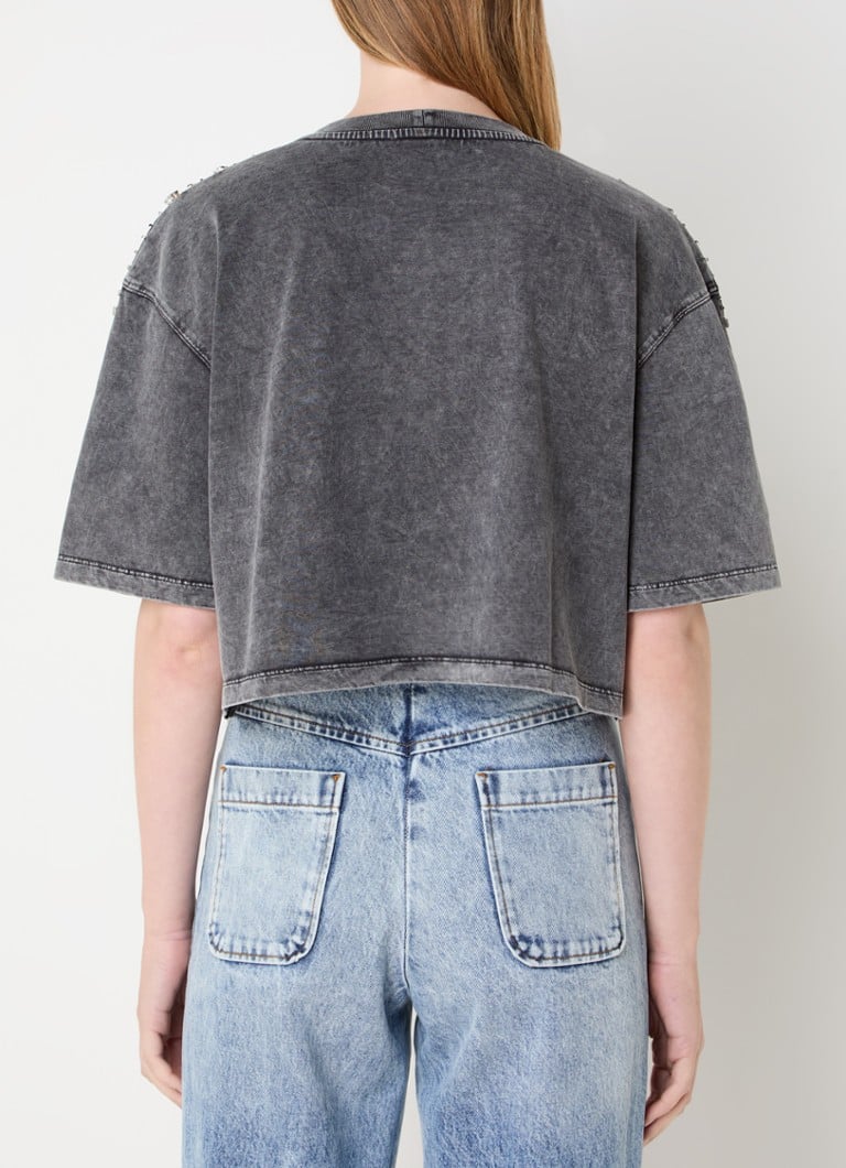 Sandro Cropped T-shirt with rhinestones