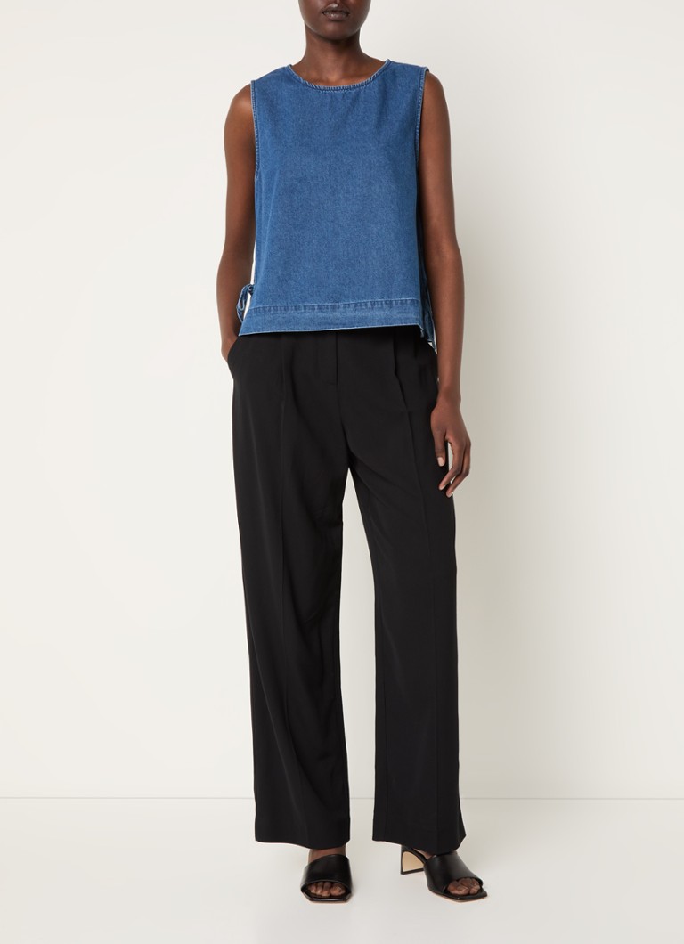 Top in chambray Neo Noir Svetlana con dettaglio a fiocco