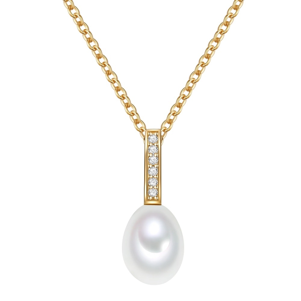 Valero Pearls Collier en argent Argent sterling Oxyde de zirconium (CZ) Perle de culture d'eau  collier