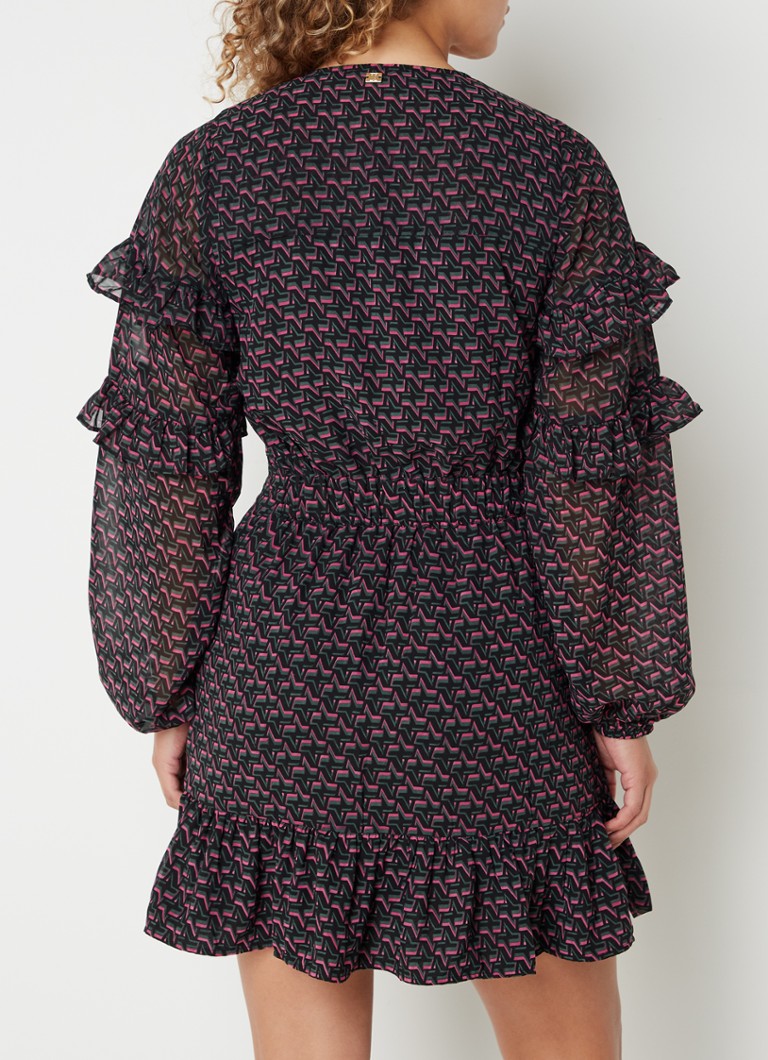 Vestido túnica corto Vanna de NIKKIE con volantes y estampado.
