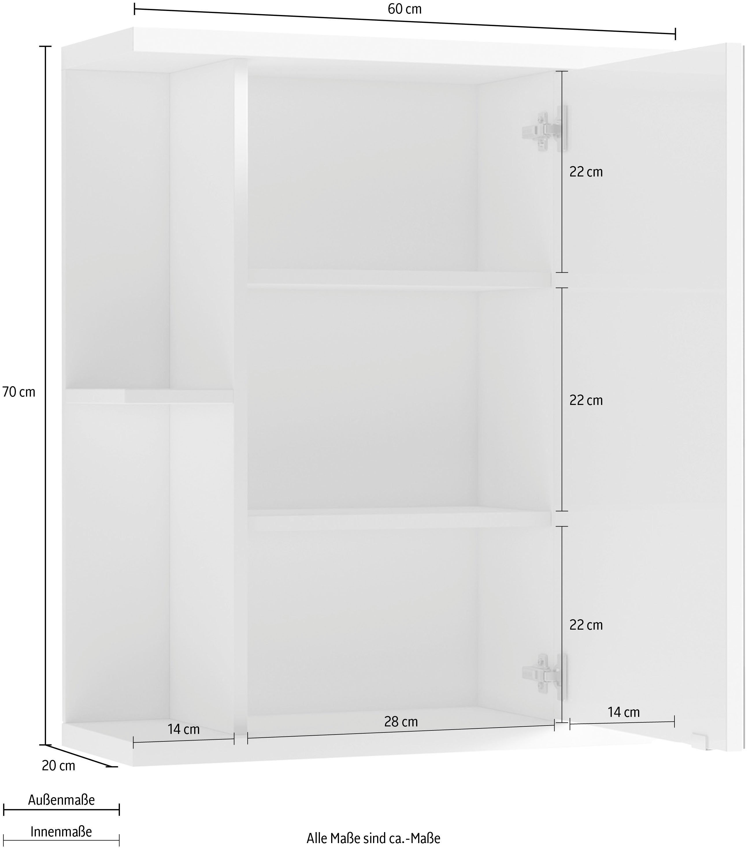 byLIVING Spiegelschrank Nebraska Breite 60 cm, mit großer Spiegeltür und viel Stauraum