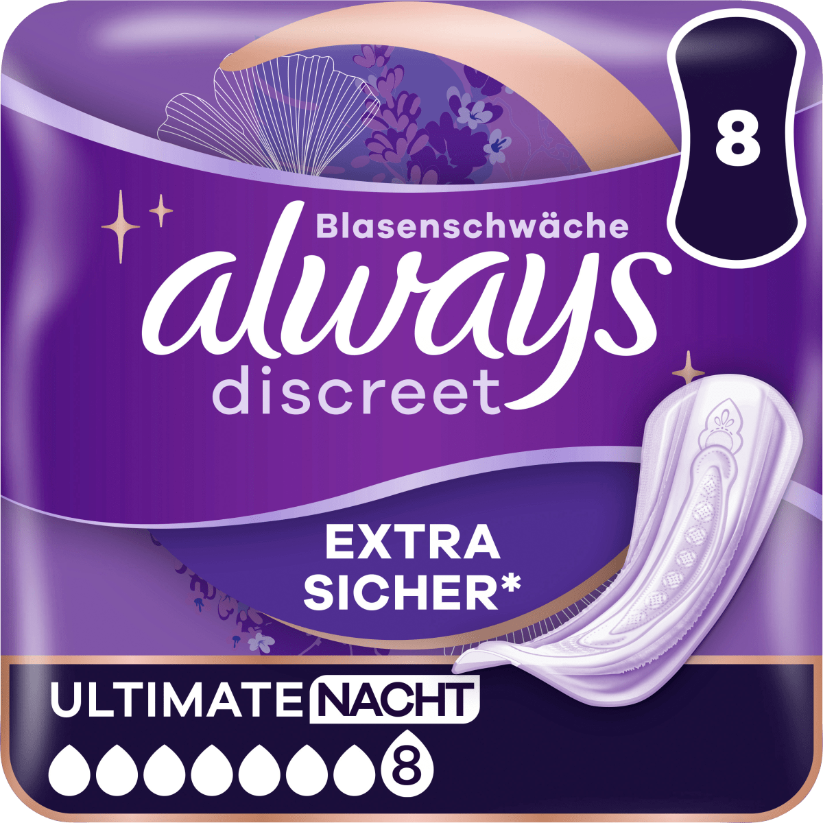 discreet Inkontinenz Ultimate Nacht, 8 St