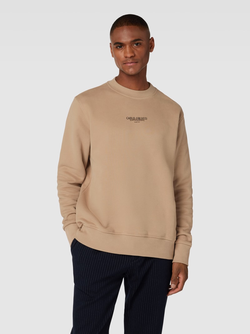 Sweatshirt mit gerippten Abschlüssen in beige