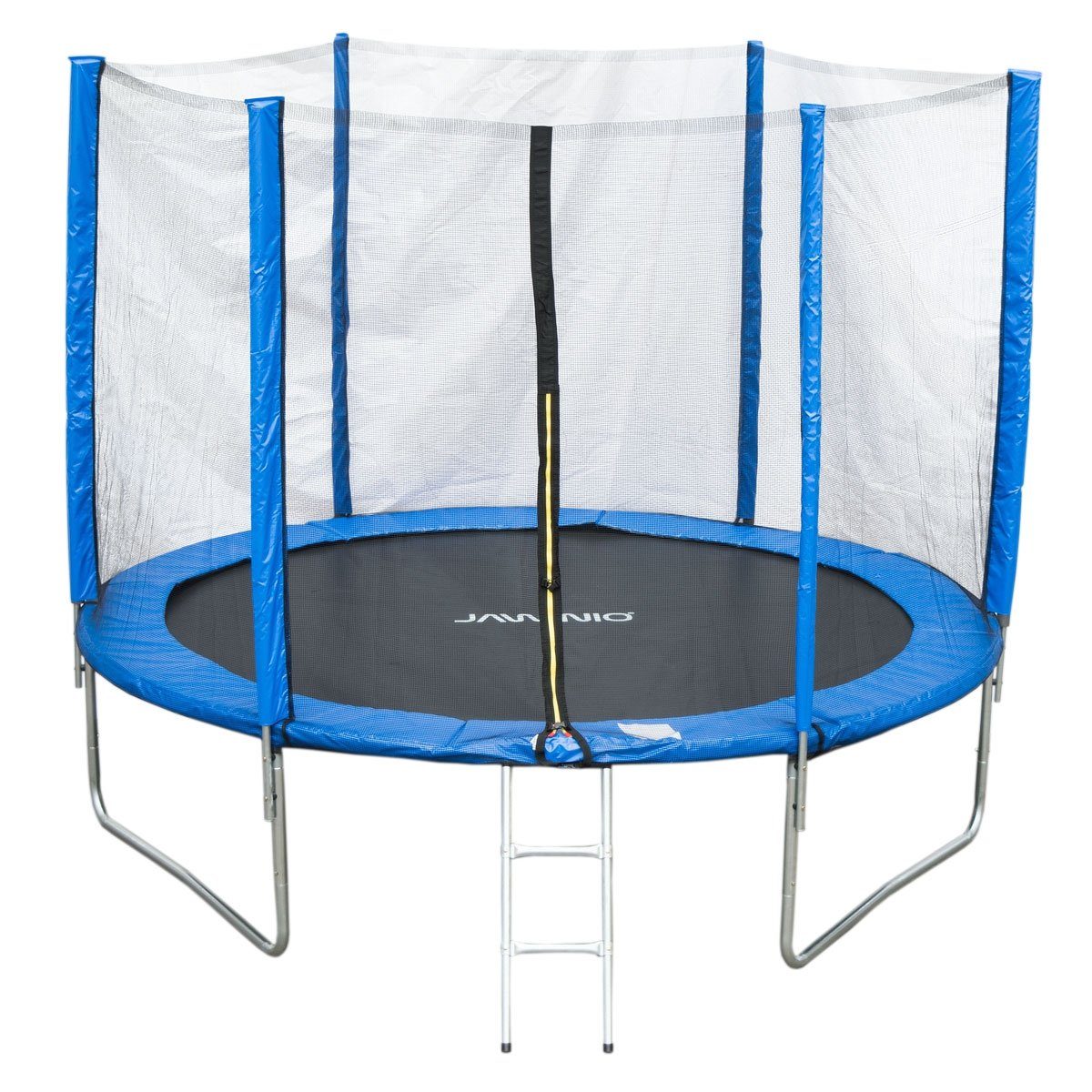 JAWINIO Gartentrampolin, Ø 244,00 cm, (1), Komplettset, Randabdeckung, Leiter, Sicherheitsnetz, Blau