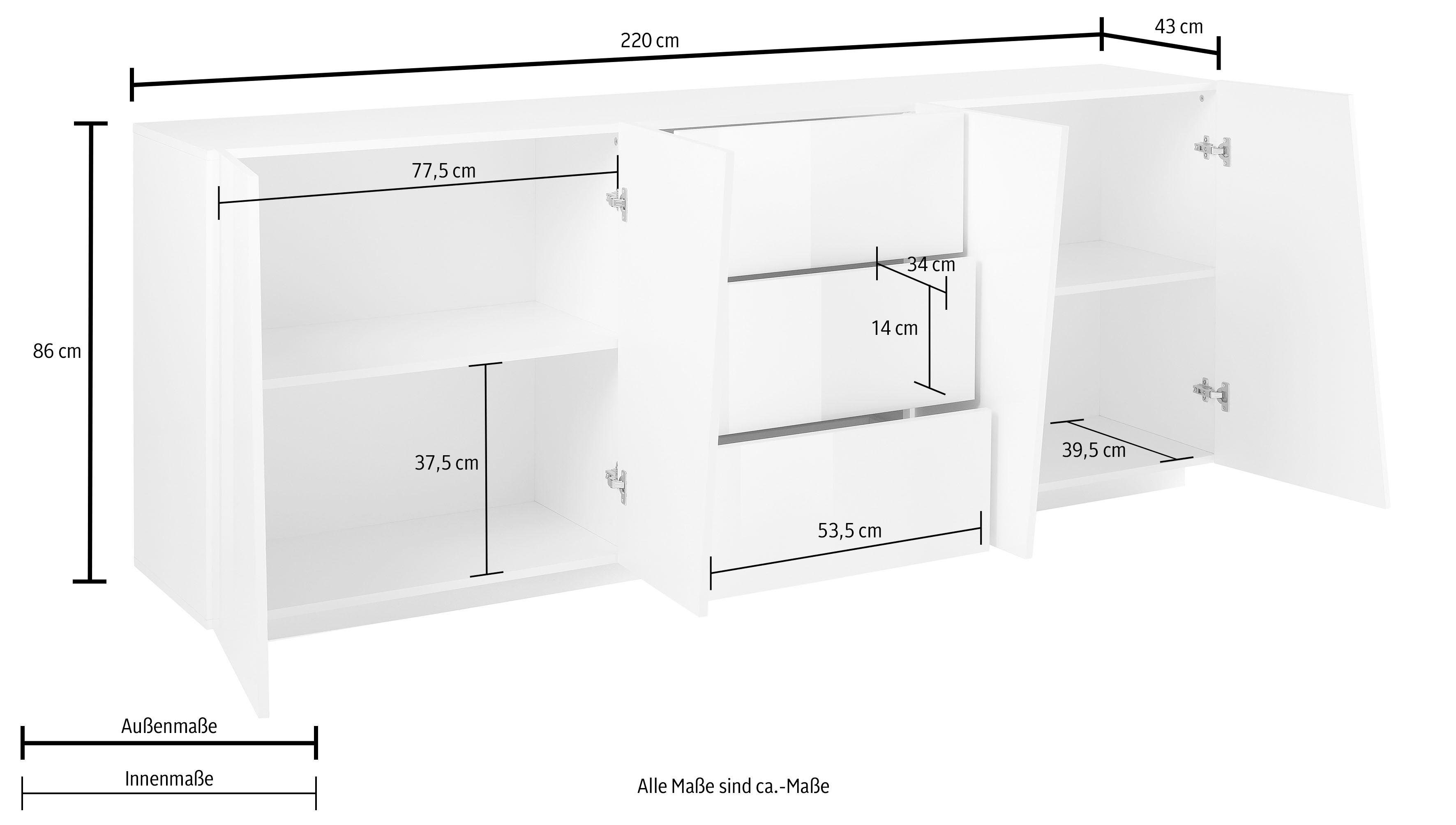 Tecnos Sideboard Vega, Breite 220 cm