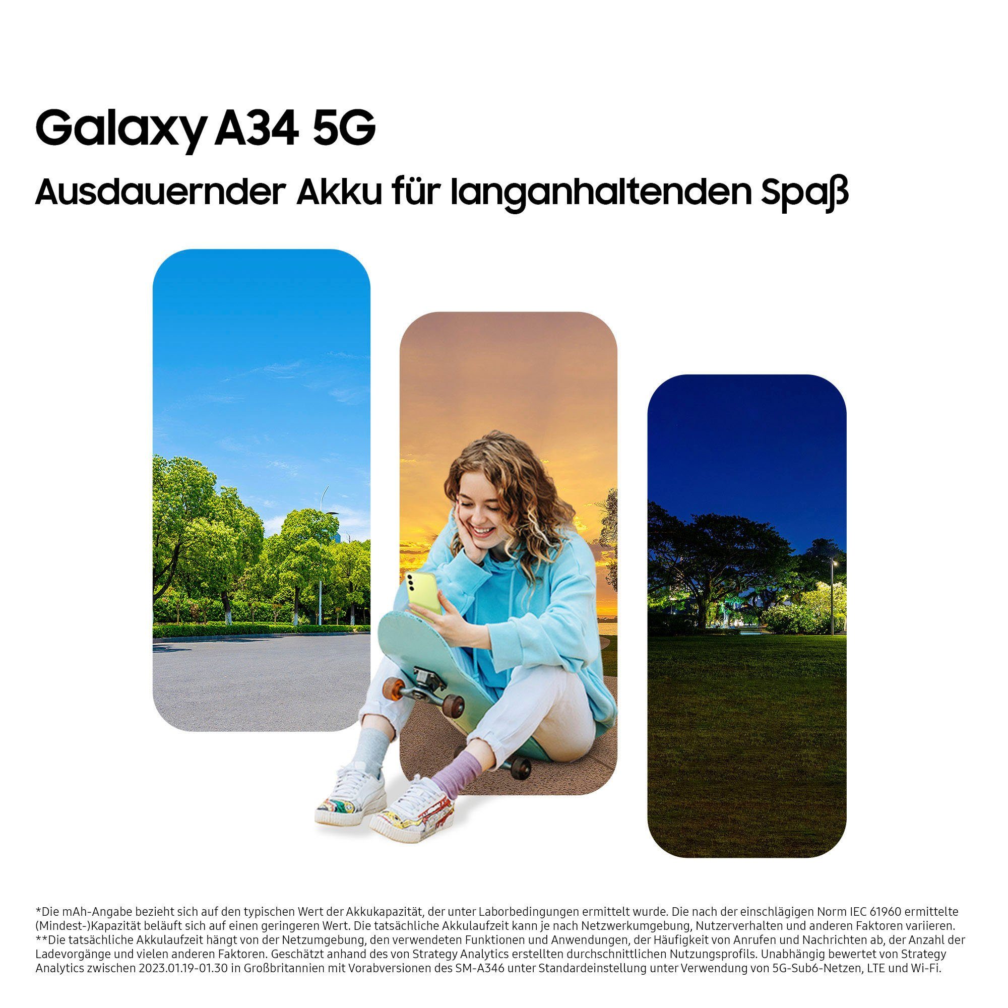 Samsung Galaxy A34 5G 256GB Smartphone (16,65 cm/6,6 Zoll, 256 GB Speicherplatz, 48 MP Kamera)
