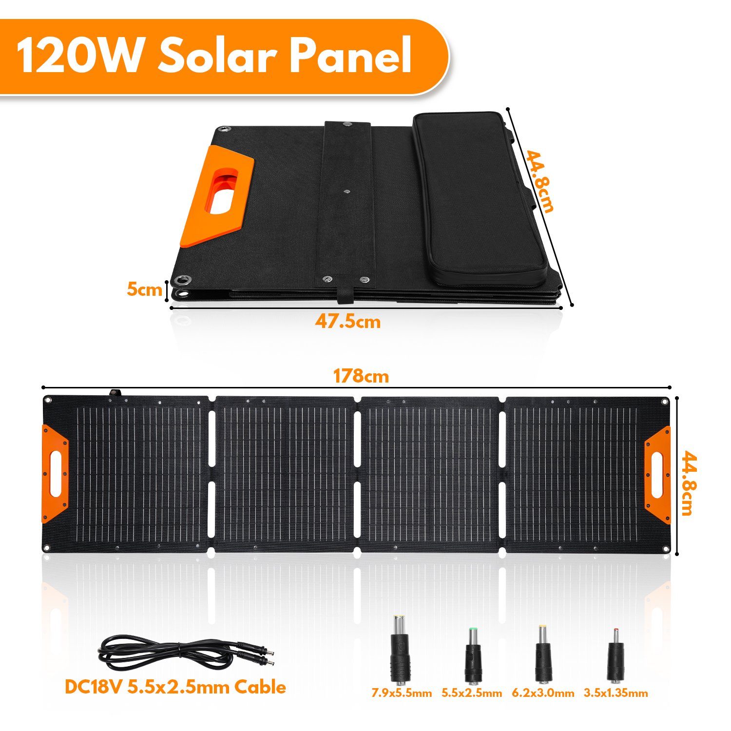 Lospitch Solarmodul 120W Faltbares Solarpanel Power tragbares Solarzellen-Ladegerät, 200,00 W