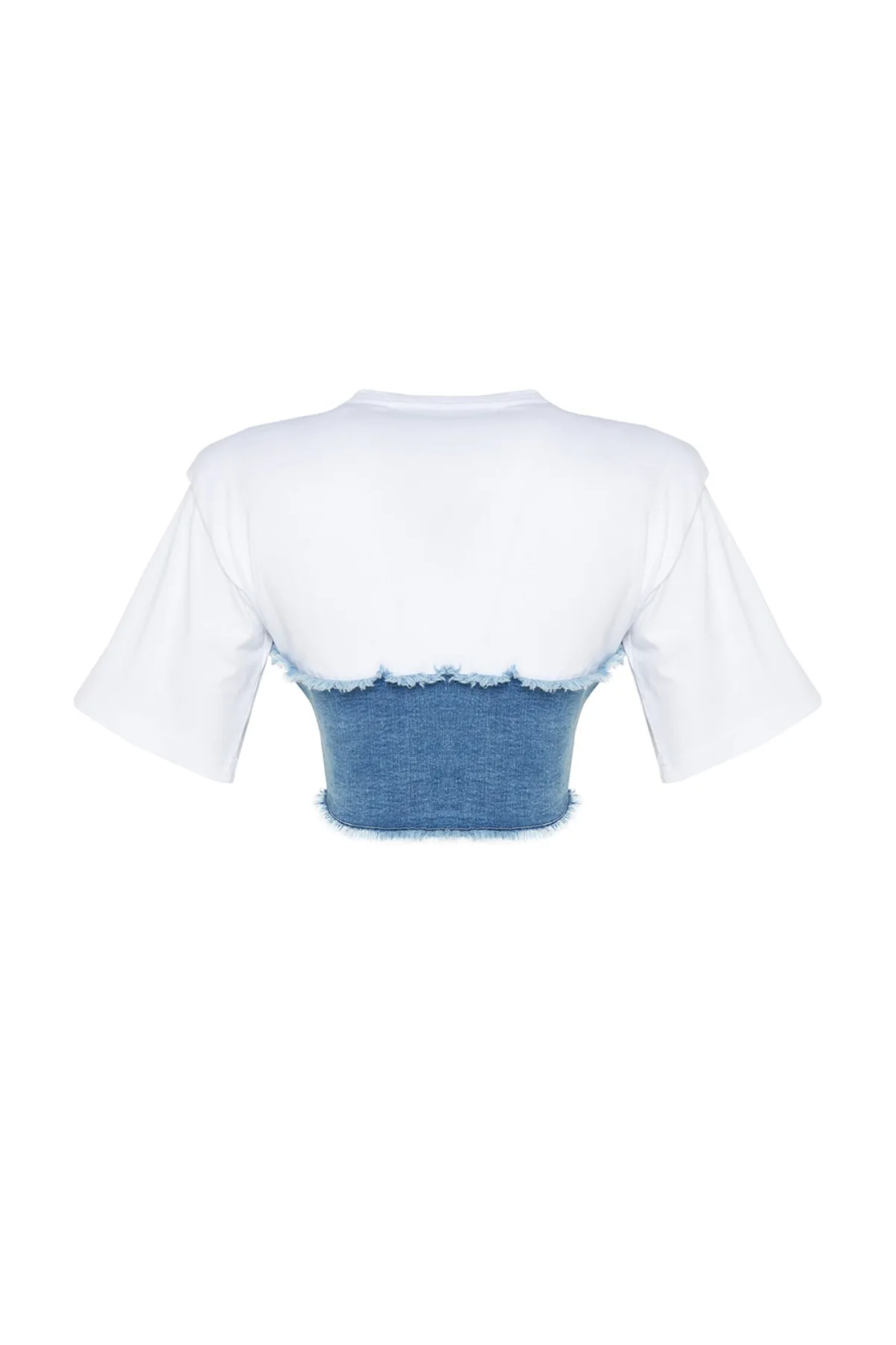Trendyol Collection  X Sagaza Studio Blaues Korsett mit detailliertem Denim-Bustier TCLSS23BZ00004