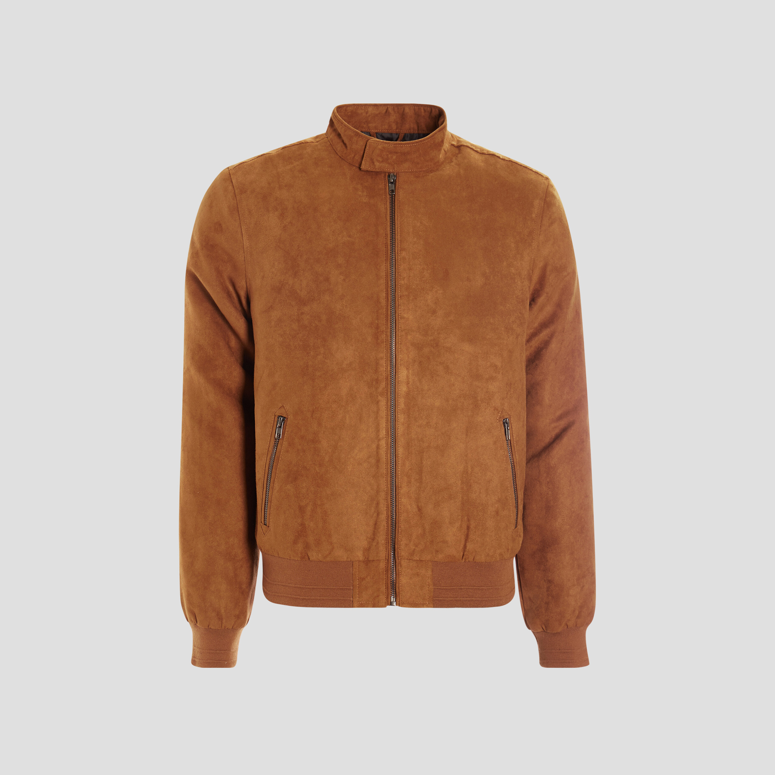 Blouson droit zippé aspect suédine camel homme | La Halle