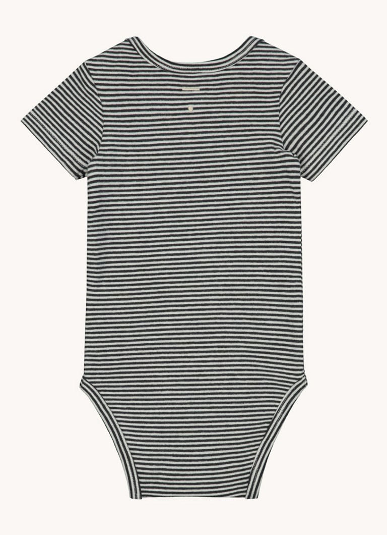 Salopetă din bumbac organic Gray Label cu dungi imprimate