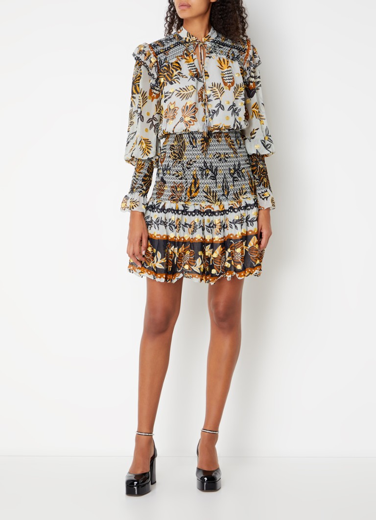 Robe tunique courte Farm Rio avec lurex et smocks