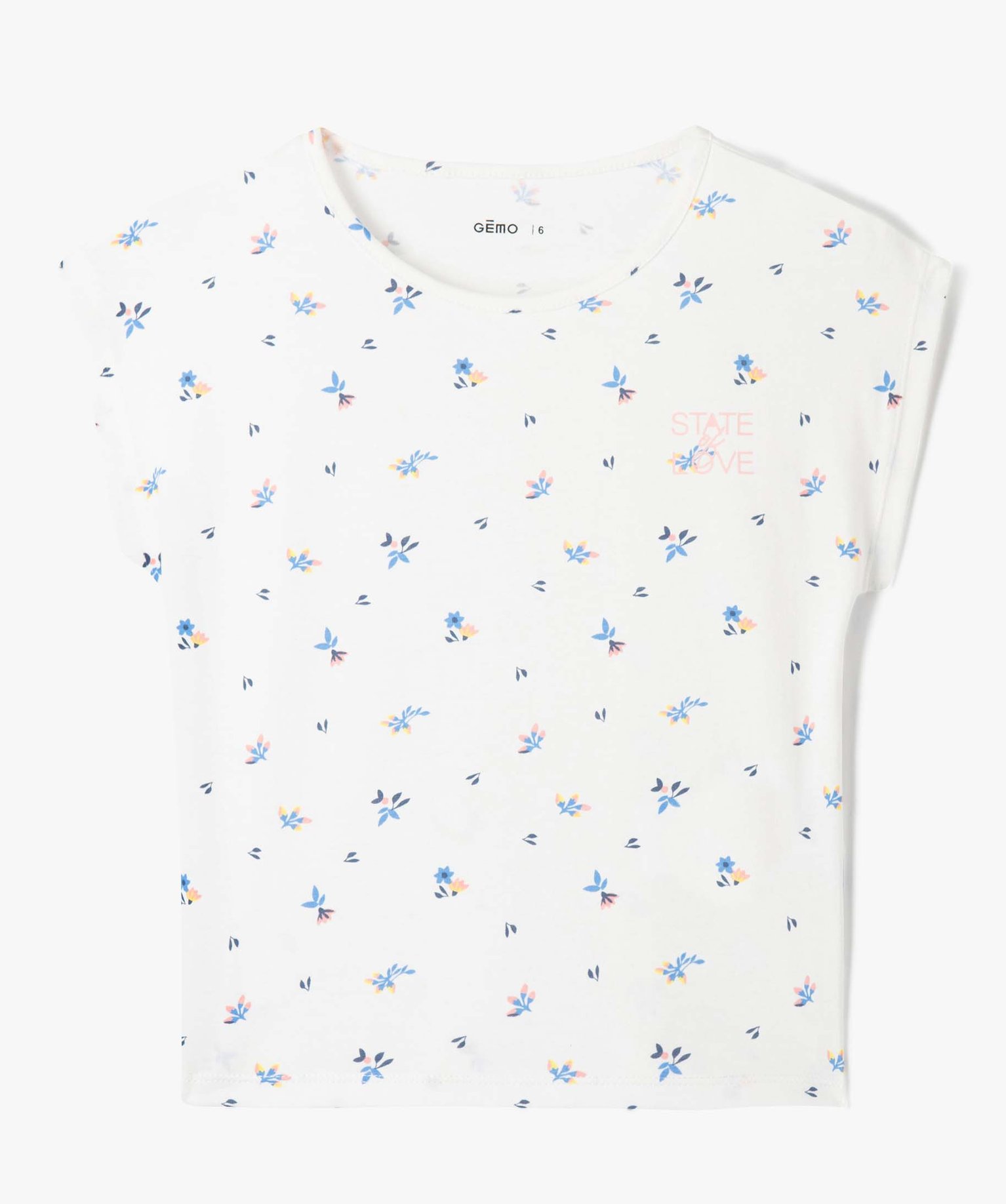 Tee-shirt fille à motifs fleuris coupe loose ecru | GEMO